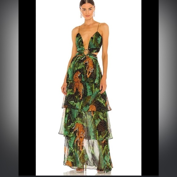 Retrofete PAULINA SILK CHIFFON DRESS  (Safari) - Picture 1 of 11